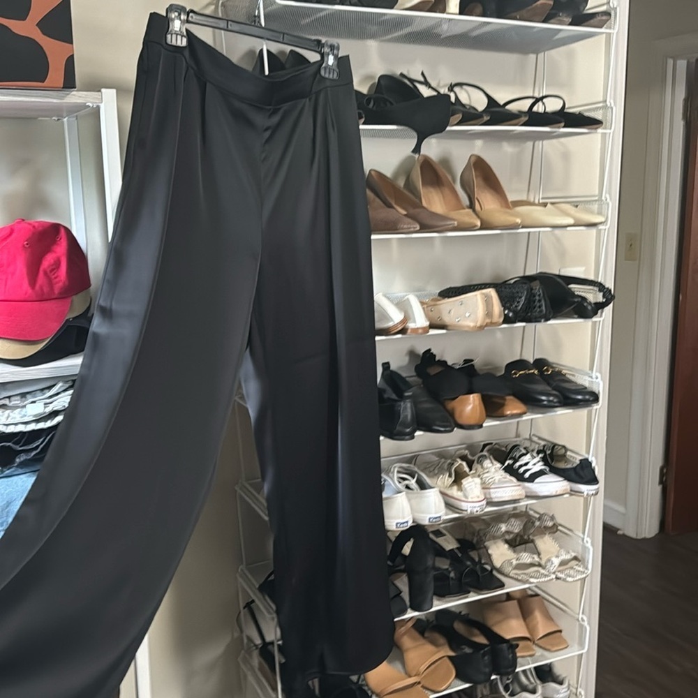 H&M Black Satin Wide Leg Pants Size 12